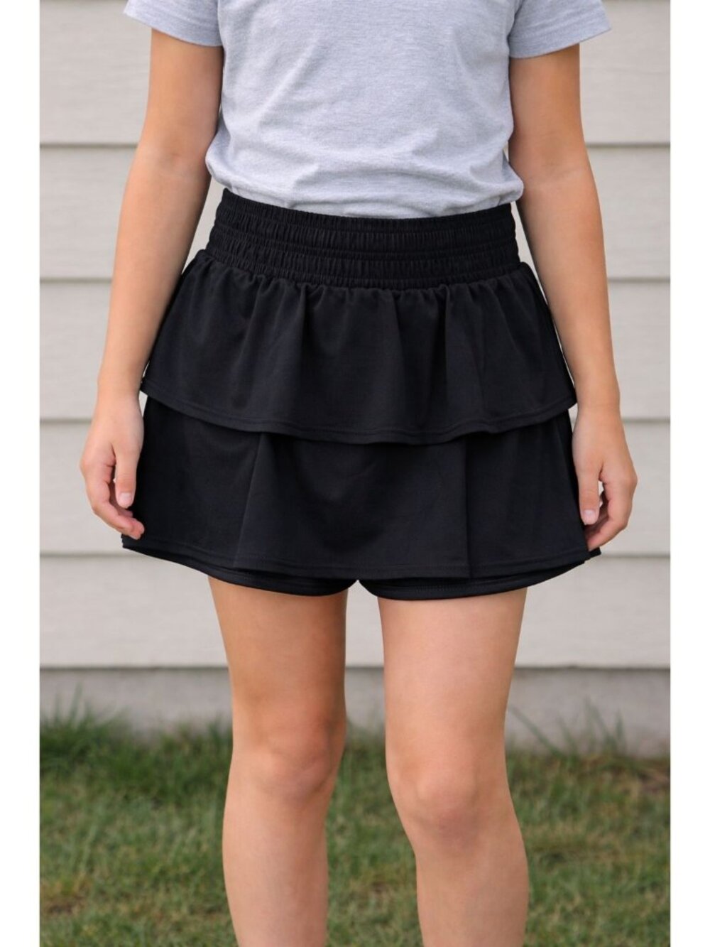 All in Motion size XS 4-5 Girl's Knit Ruffle Skort Black High-rise NEW